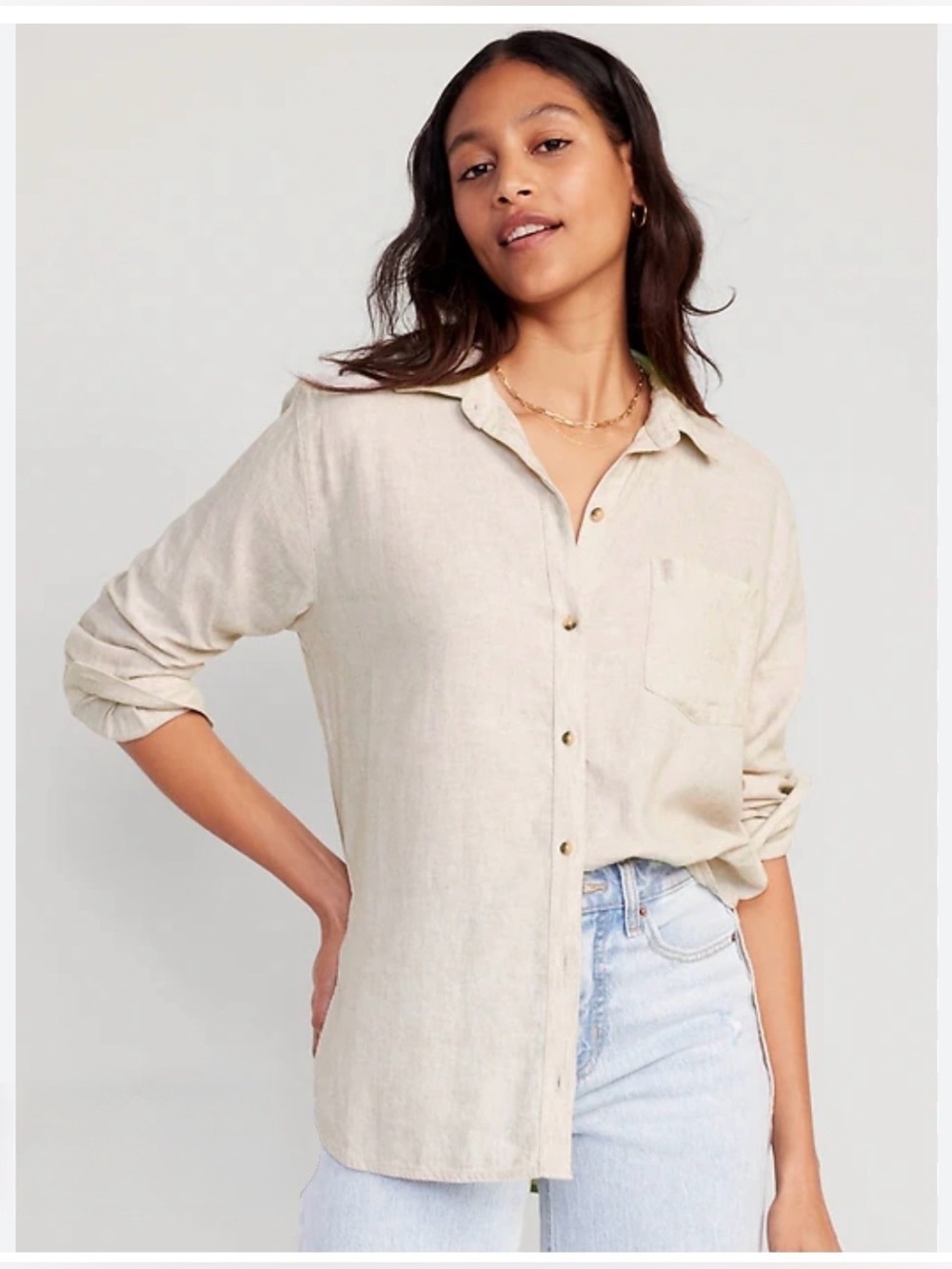 Old Navy linen blend Boyfriend Shirt